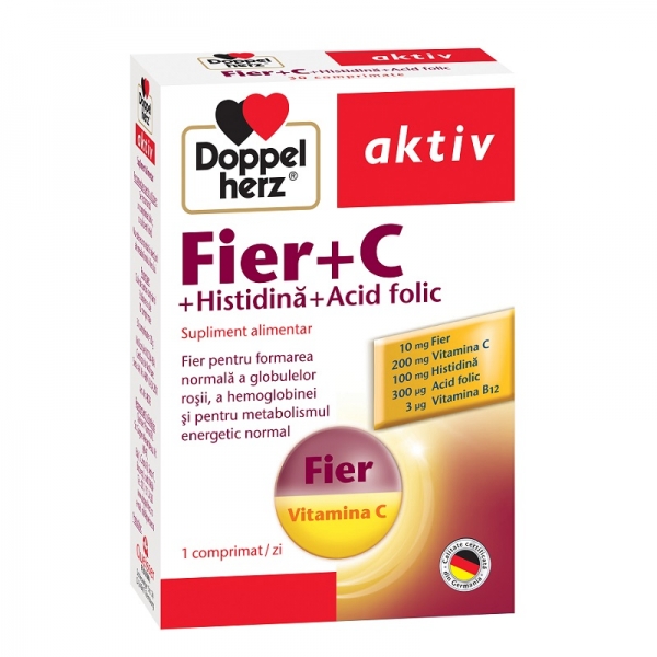 DoppelHerz Fe+vit C+ Histidina+ Acid folic x 30 cps
