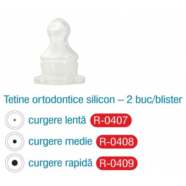 Tetine ortodontice silicon curgere lenta 2 buc (R0423)
