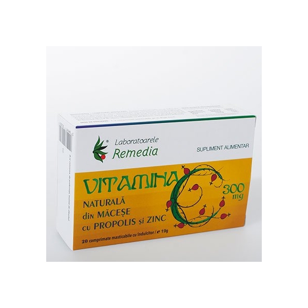 Vitamina C 300mg macese + propolis + zinc 20cpr
