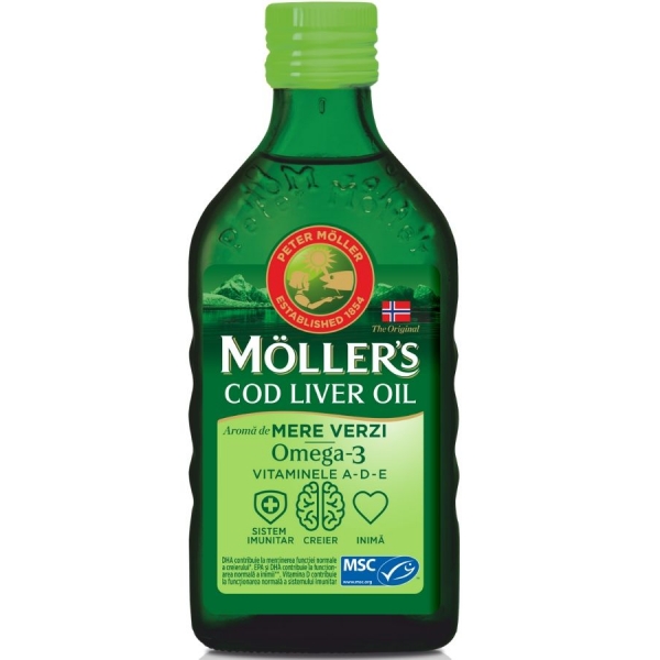 MOLLERS COD LIVER OIL OMEGA 3 aroma de mere verzi
