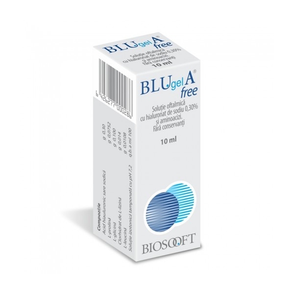 Solutie oftalmica Blu Gel A 0.3% Free, 10ml, BioSooft