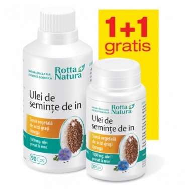 Ulei seminte de in 1000mg 90cps + 30cps GRATIS