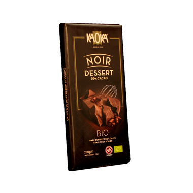 CIOCOLATA NEAGRA KAOKA NOIR DESSERT tablete pentru patiserie (min.55% continut de cacao) ECO 200g