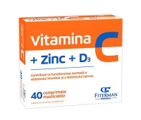 VITAMINA C + ZINC + D3 FARA ZAHAR 40 CPR MAST.
