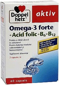 Omega 3 forte+Acid folic+B6+B12 Doppel Hertz