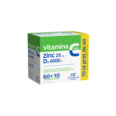 VITAMINA C + ZINC + D3 4000 UI 30 CPR .
