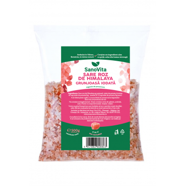 Sare Roz de Himalaya Grunjoasa Iodata 500g SANOVITA